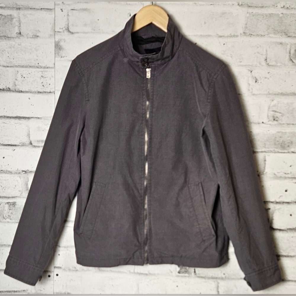 Banana Republic Gray Cotton Utility Jacket | Zip Front Casual Coat S